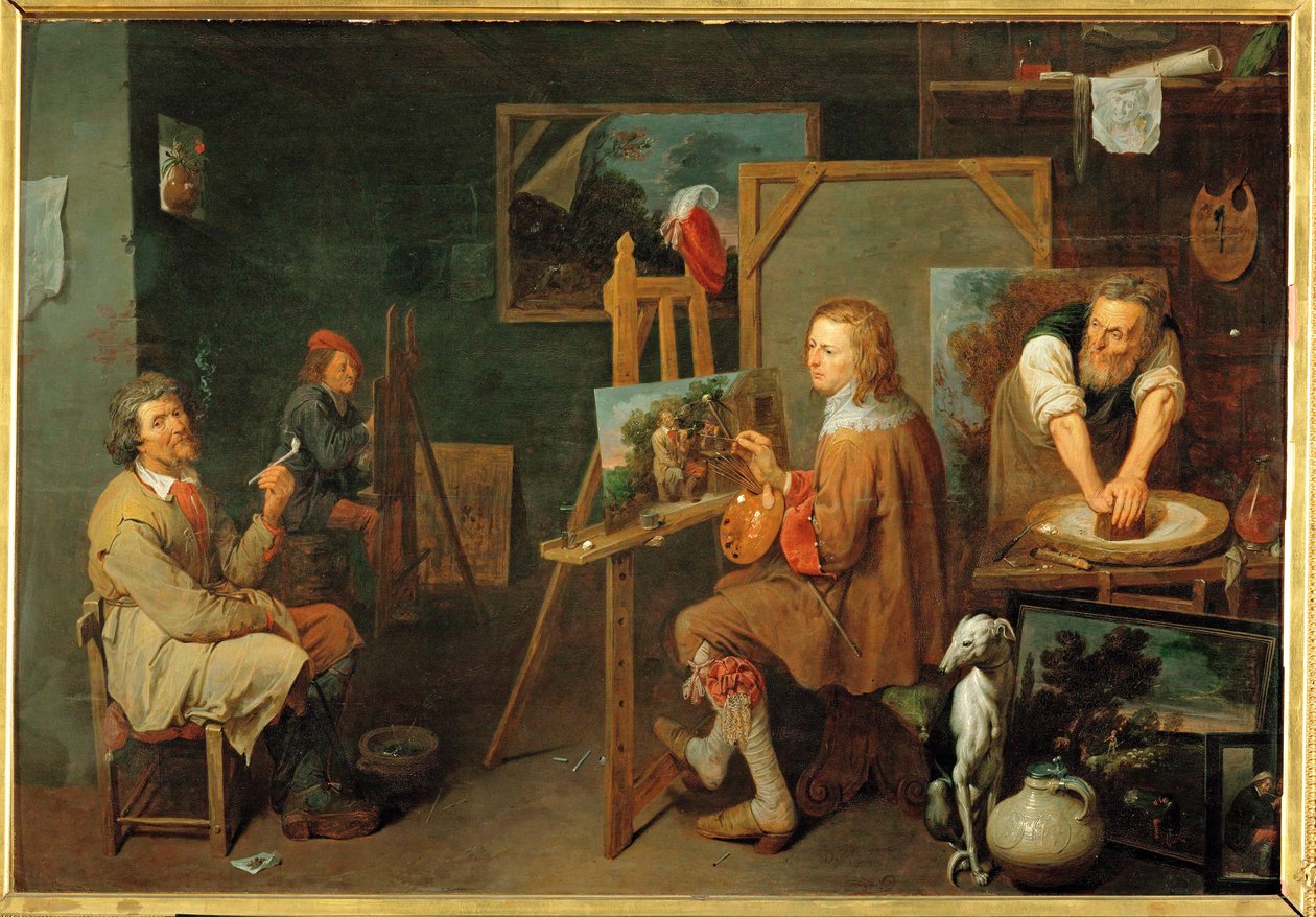 Studie van de schilder door David III Ryckaert