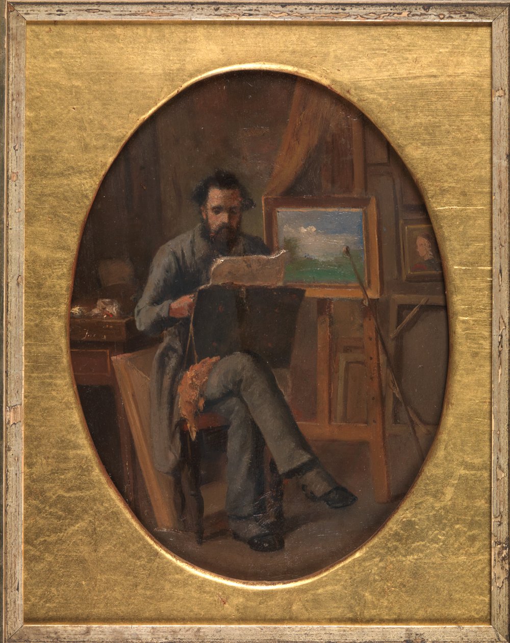 Een schilder in zijn atelier. De kunstenaar zelf (?) door David Jacobsen
