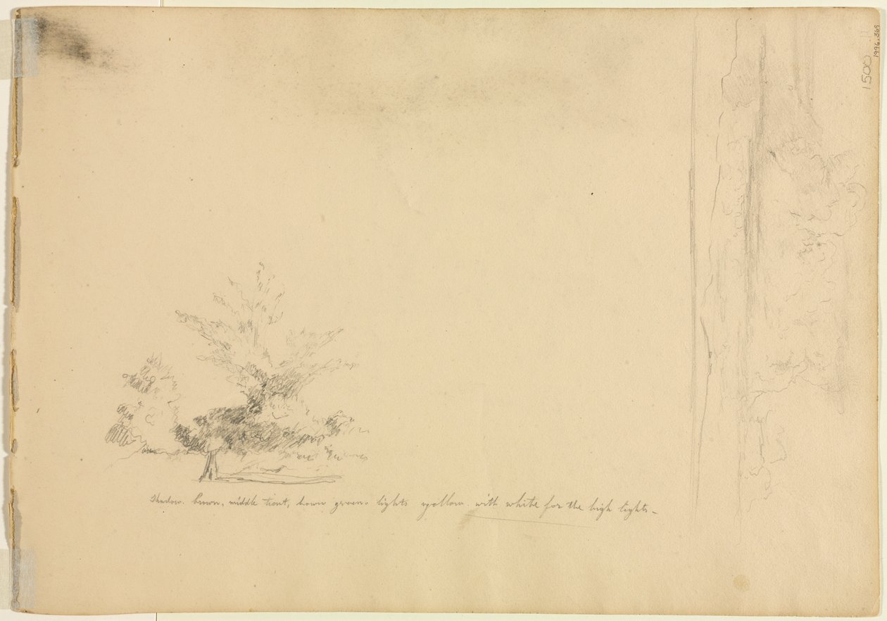 Landschap en Boomstudies verso, c. 1851 door David Johnson
