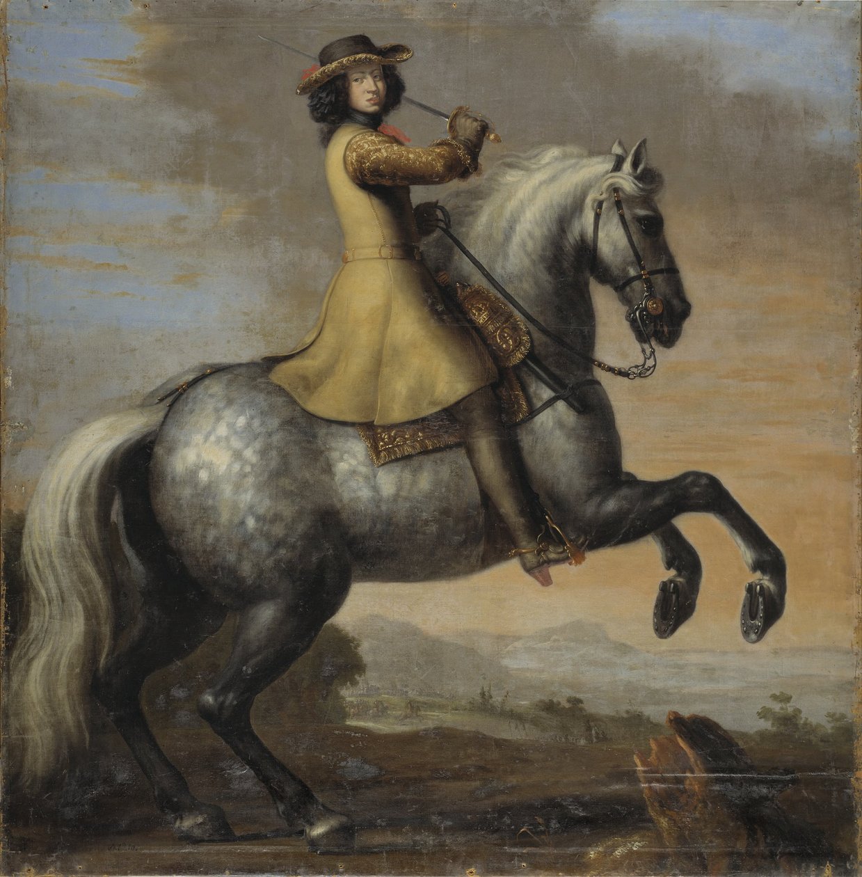 Karel XI, koning van Zweden, te paard, 1672 door David Klöcker Ehrenstrahl