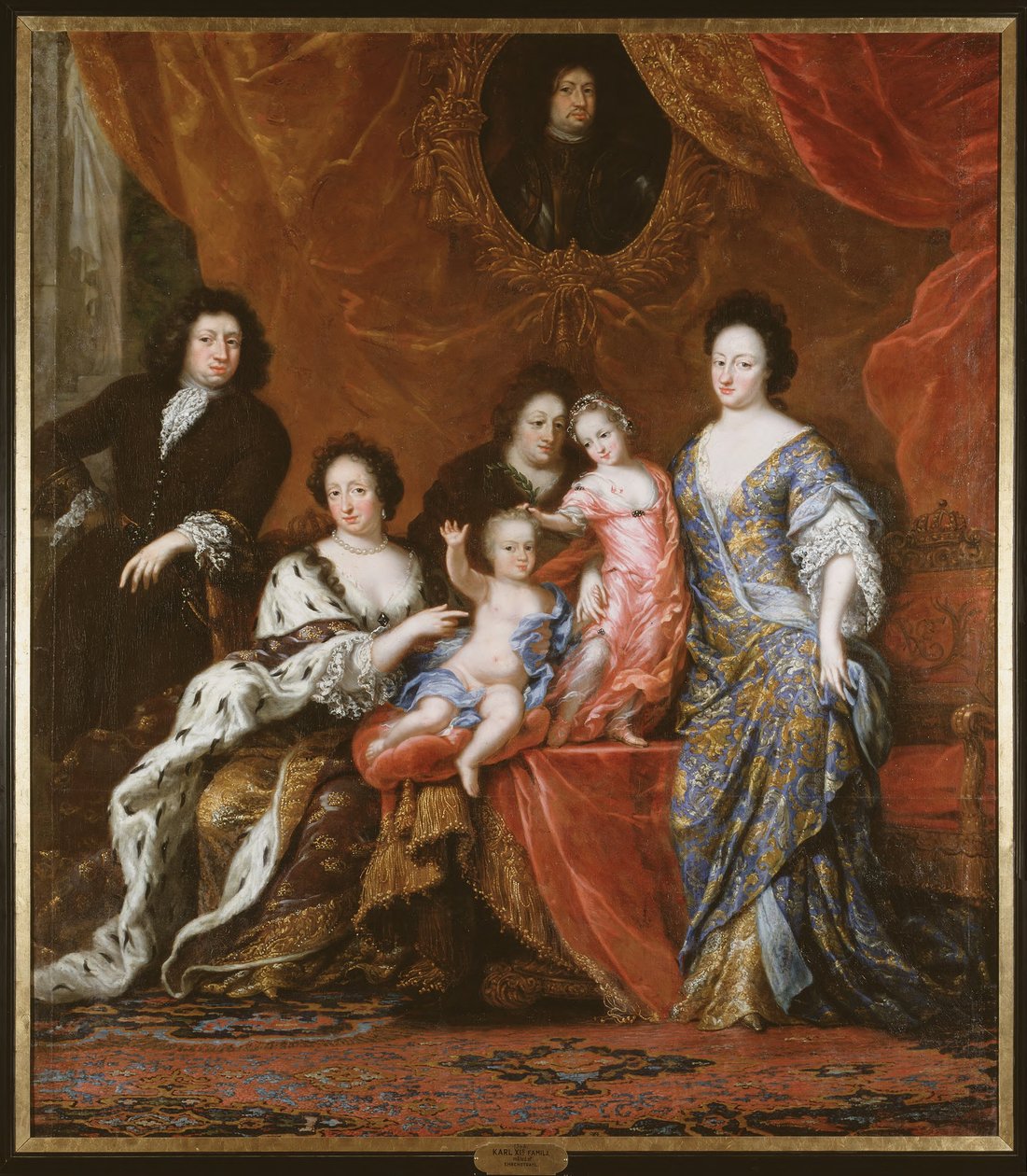 Hedwig Eleonora (1636-1715), prinses van Holstein-Gottorp, koningin van Zweden, met haar familie, 1683 door David Klöcker Ehrenstrahl