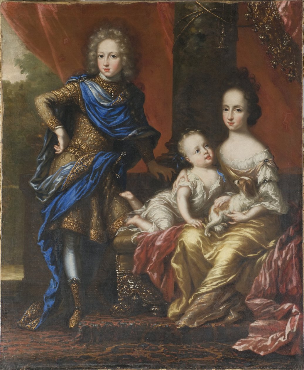 Karel XII, 1682-1718, koning van Zweden, zijn zusters Hedvig Sofia, 1681-1708, prinses van Zweden, hertogin van Holstein-Gottorp, en Ulrika Eleonora de Jongere, 1688-1741, koningin van Zweden door David Klöcker Ehrenstrahl
