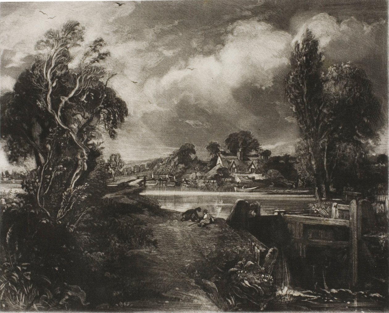 Een sluis aan de Stour, Suffolk door David Lucas