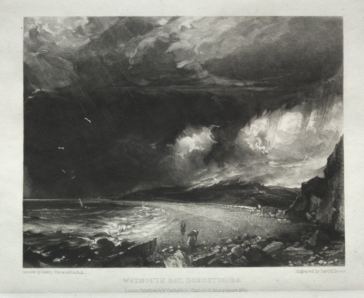 Verschillende Onderwerpen van Landschap, Kenmerkend voor Engels Landschap uit Schilderijen van John Constable, R.A.: Weymouth Bay, Dorsetshire door David Lucas