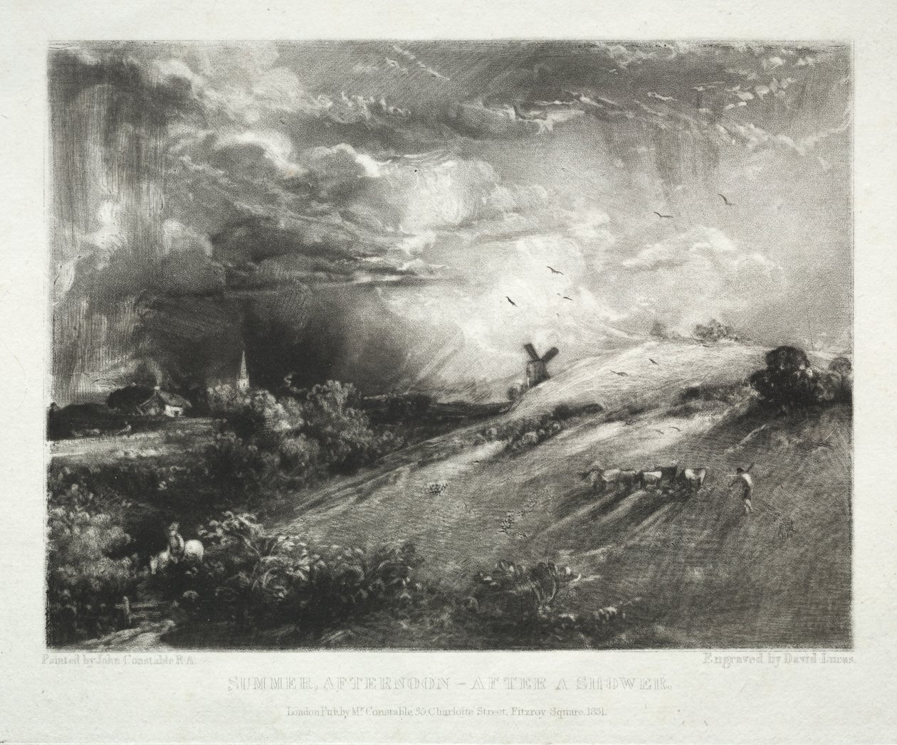 Verschillende Onderwerpen van Landschap, Kenmerkend voor Engels Landschap uit Schilderijen van John Constable, R.A.: Zomermiddag - na een Buien door David Lucas