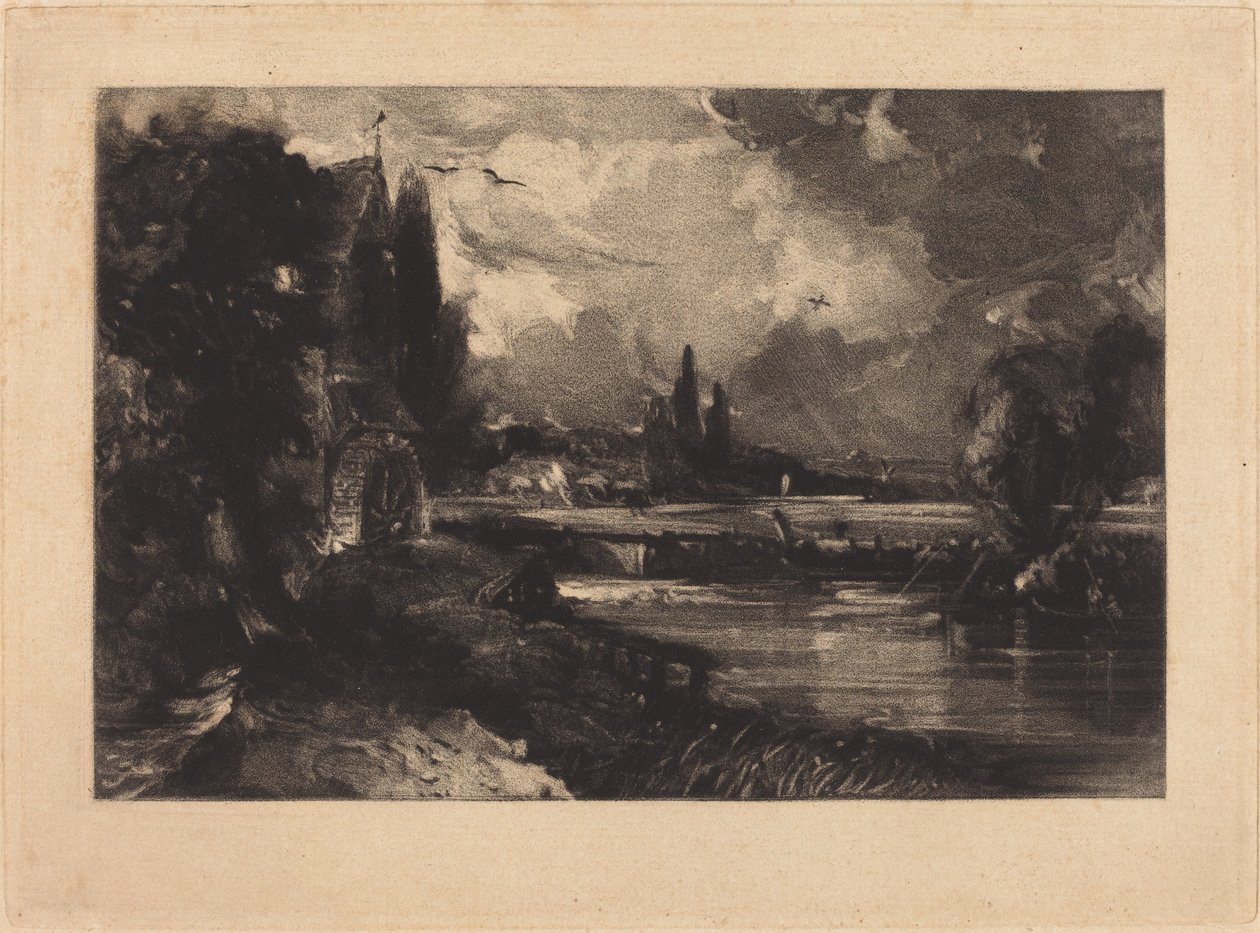 Molen bij Colchester door David Lucas after John Constable