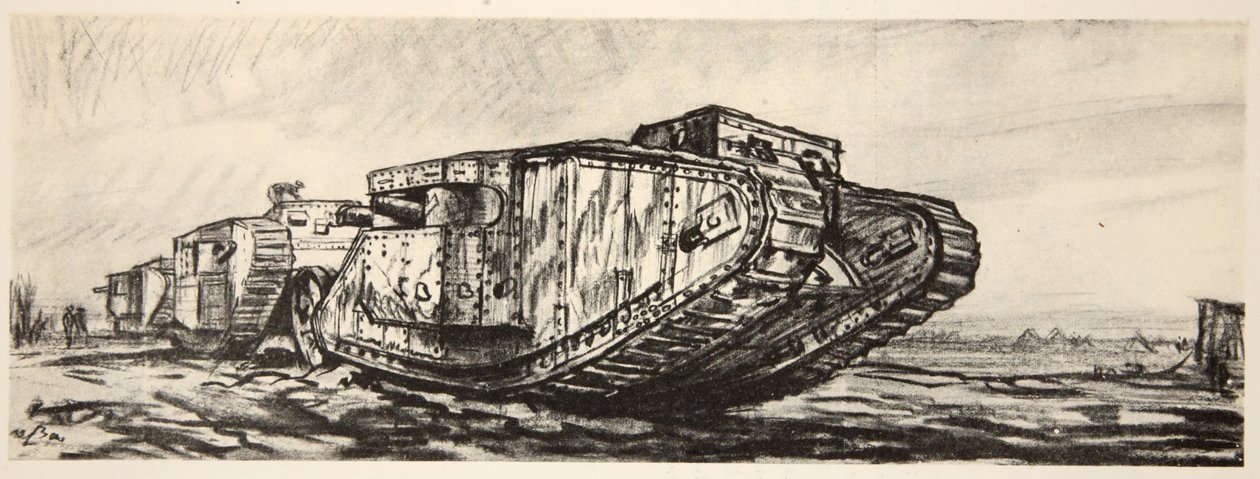 Een rij tanks, illustratie uit 