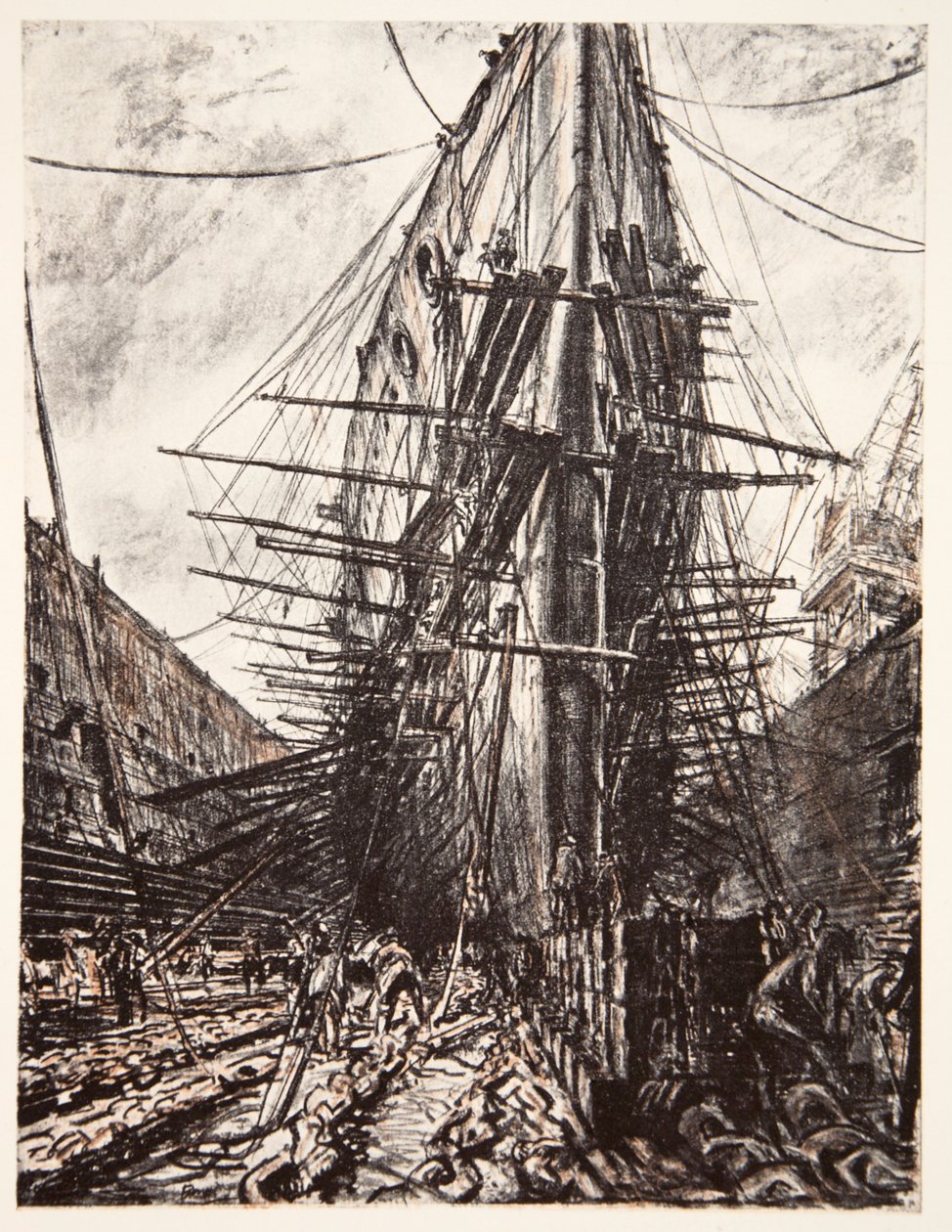 HMS Lion in droogdok, illustratie uit 