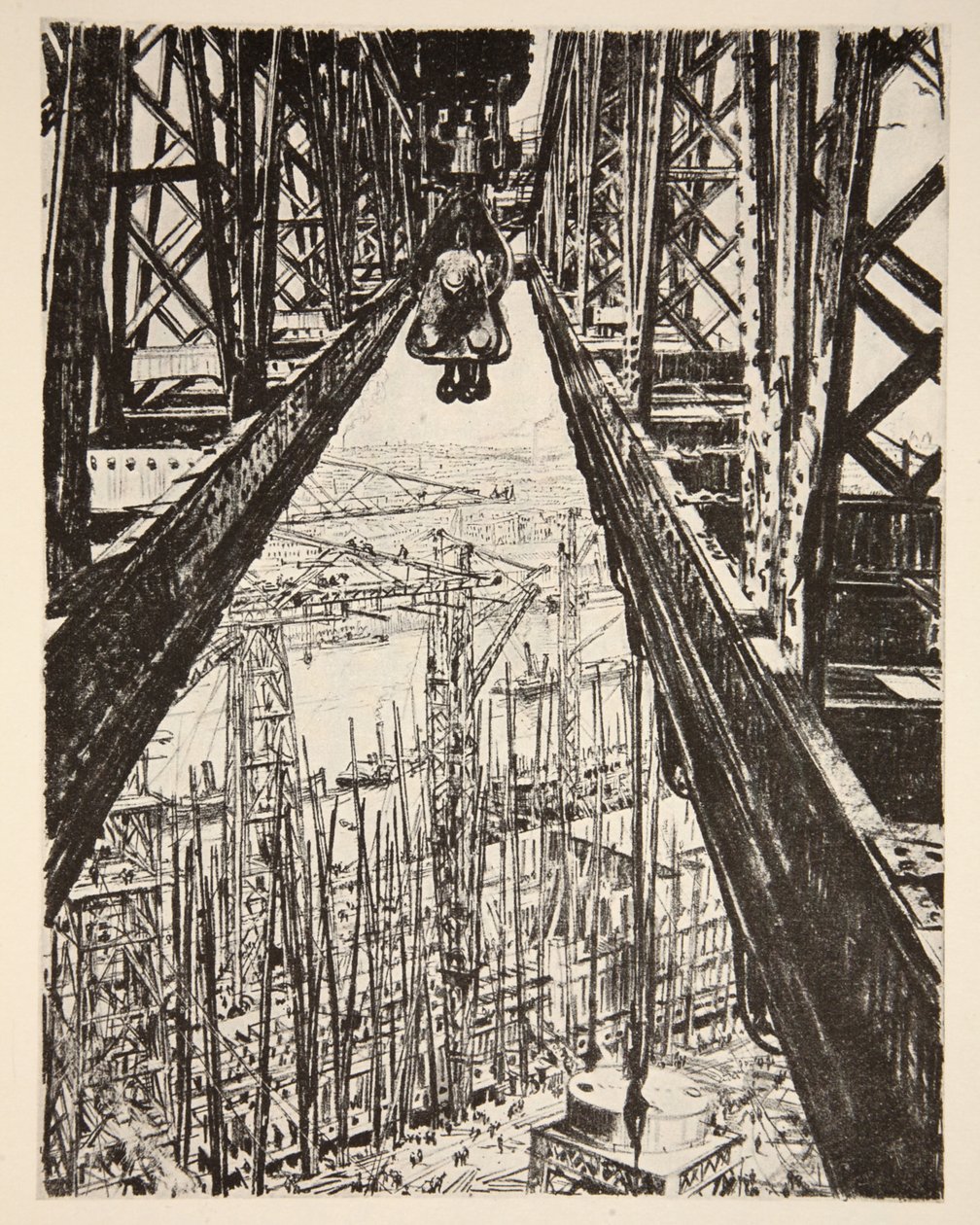Scheepswerf gezien vanaf Big Crane, illustratie uit 