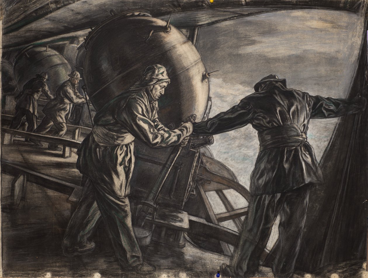 Studie voor Winter Mijnleggen bij IJsland, c.1942 door David Muirhead Bone