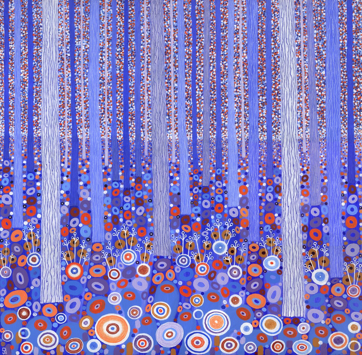 Blauw Oranje Bos, 2015 (acryl op doek) door David Newton