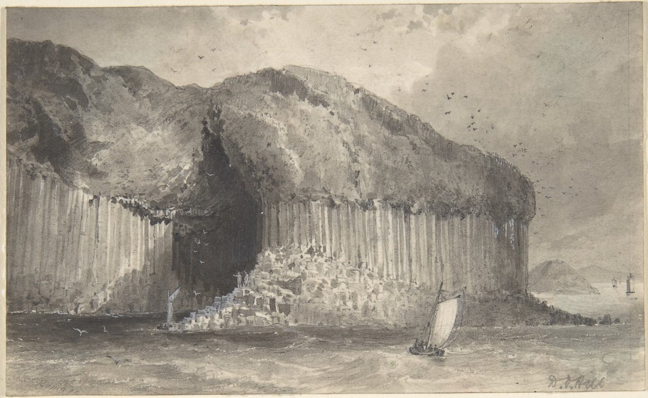 Gezicht op Fingals grot door David Octavius Hill