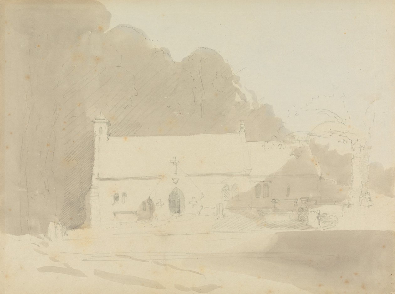 Een plattelandskerk door David Roberts
