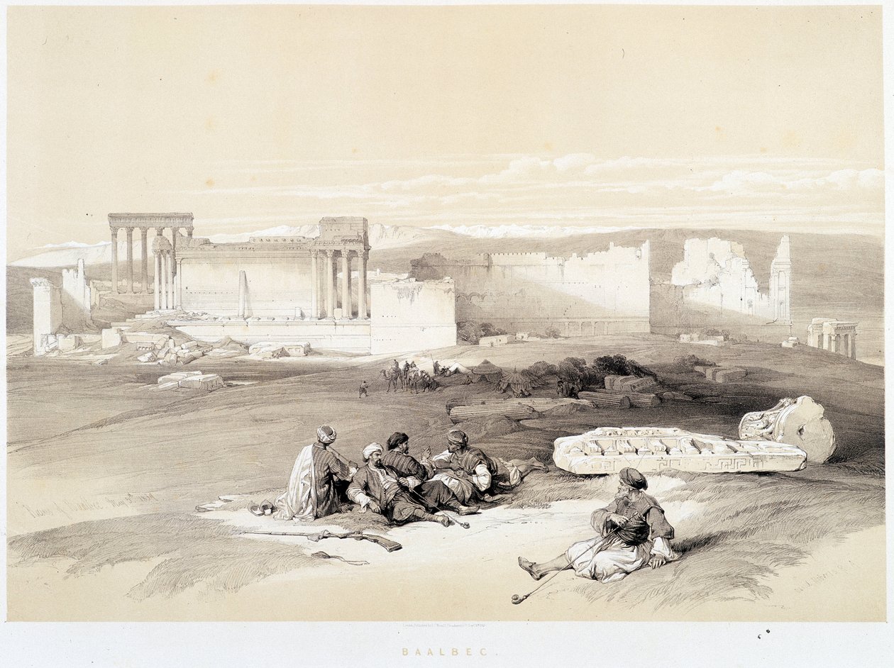 Baalbec (Baalbek) in Libanon, tekening gemaakt op 05/05/1839 in 