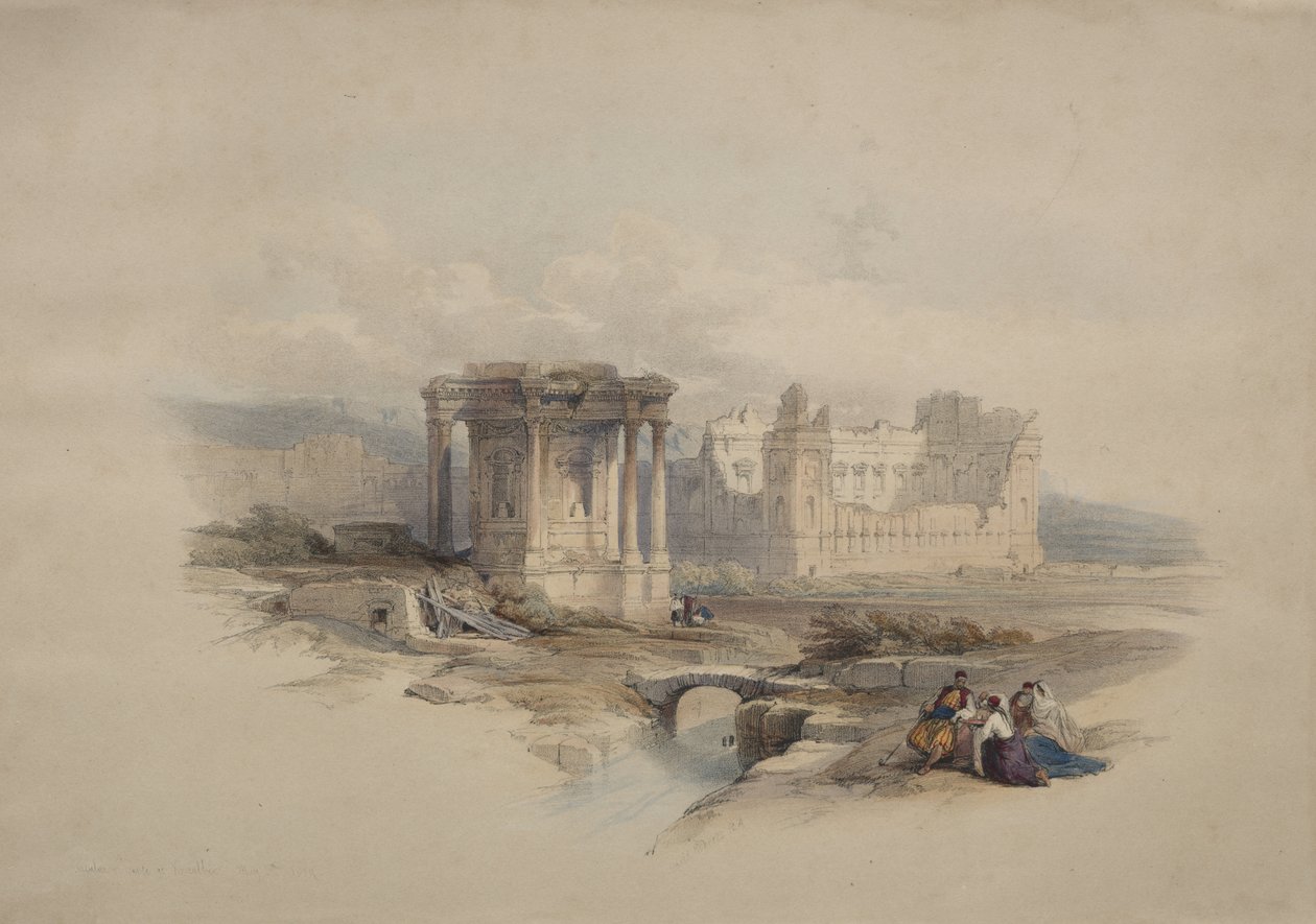 De cirkelvormige tempel in Baalbek door David Roberts