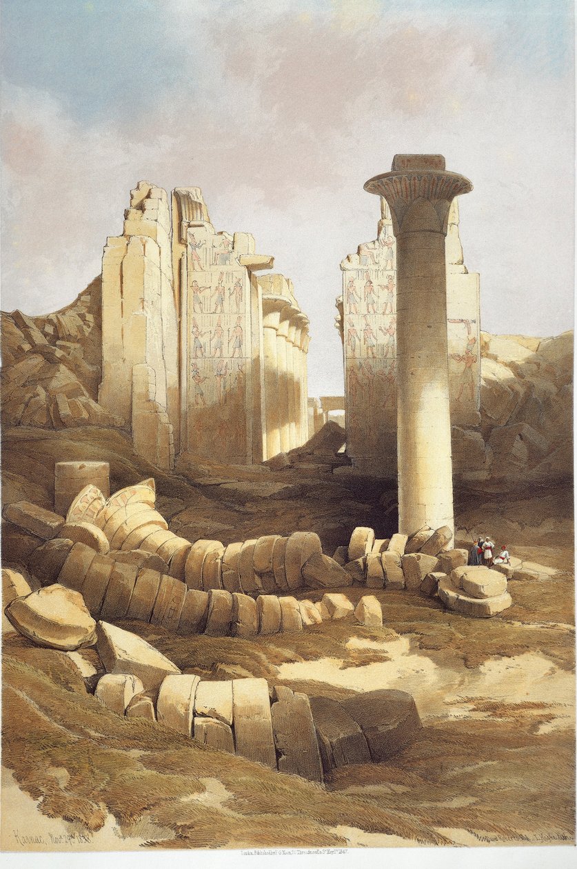 Egypte, Zuilenhal van de tempel van Karnak door David Roberts