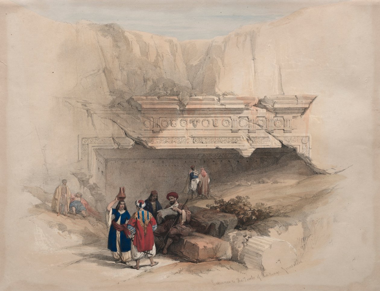 Ingang van de graven van de koningen, Jeruzalem, 1839 door David Roberts
