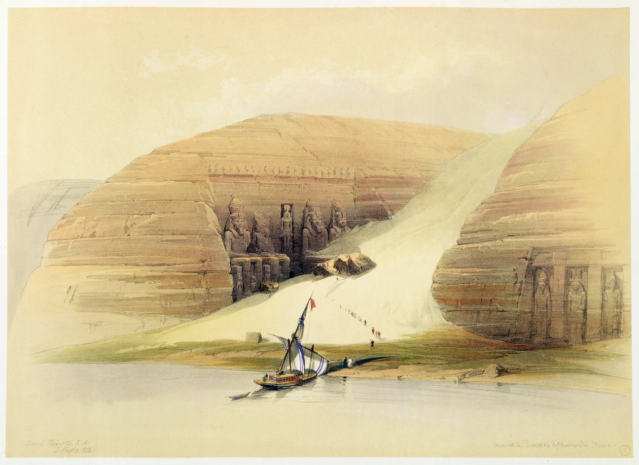 Opgegraven Tempel van Abu Simbel, Nubië, Egypte door David Roberts