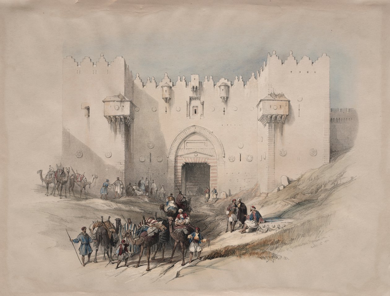 Damascuspoort, Jeruzalem door David Roberts