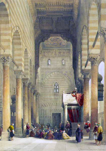 Interieur van de moskee van de Metwalys door David Roberts