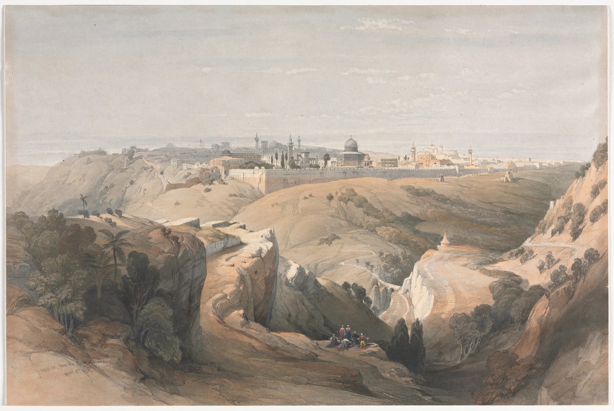 Jeruzalem vanaf de Olijfberg door David Roberts
