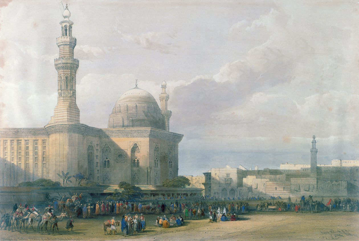 Moskee van de Sultan Hasan vanaf het Grote Plein van Rumeyleh, Caïro, uit Egypte en Nubië, Vol.3 door David Roberts