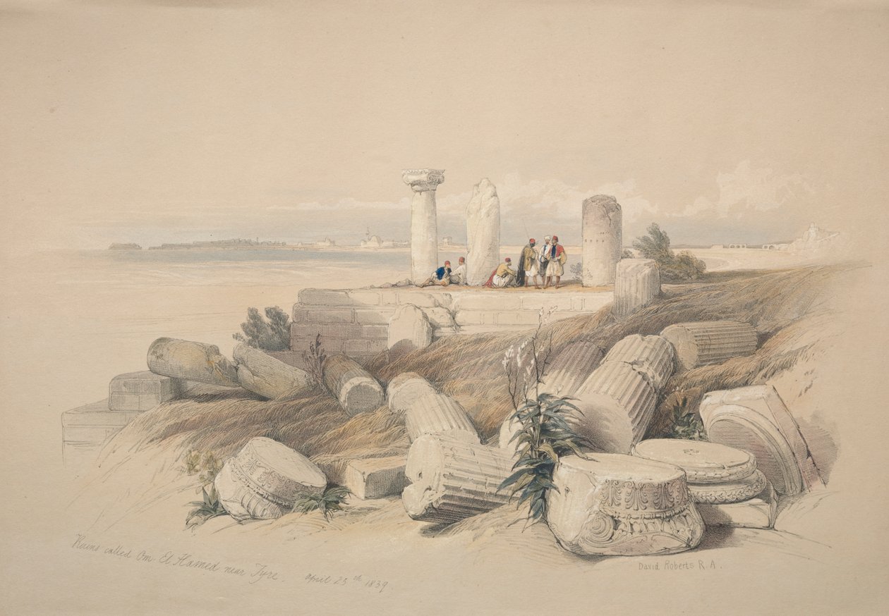 Ruïnes genaamd Om El Hamed nabij Tyrus door David Roberts