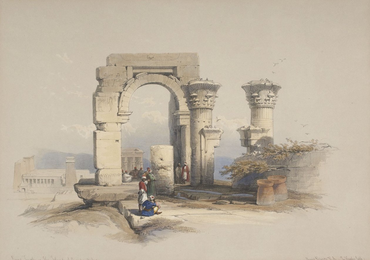 Ruïnes, tempel op het eiland Biggeh, Nubië door David Roberts