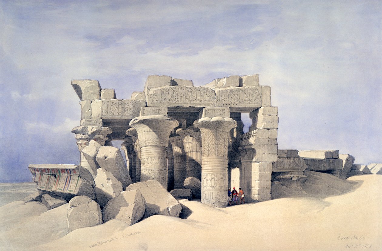 Tempel van Sobek en Haroeris in Kom Ombo, 19e eeuw door David Roberts