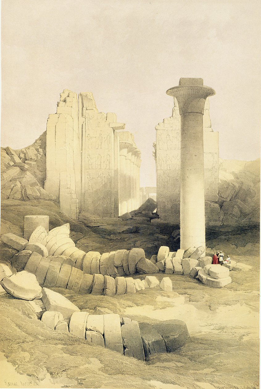 De Dromos of Centrale Hal van de Grote Tempel van Amon, Karnak, uit Egypte en Nubië, Vol.2 door David Roberts