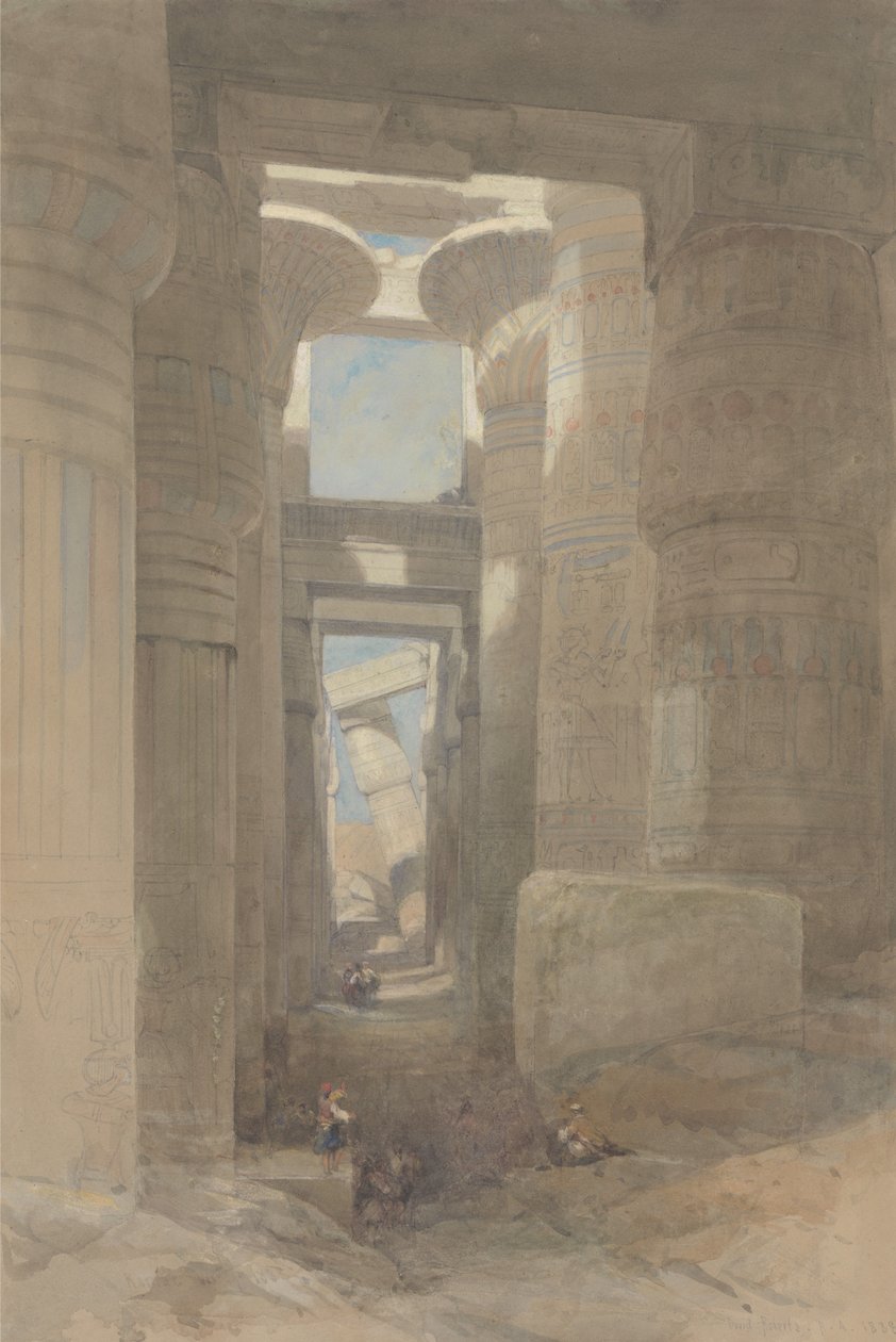 De Grote Tempel van Amon in Karnak, de Hypostylezaal door David Roberts