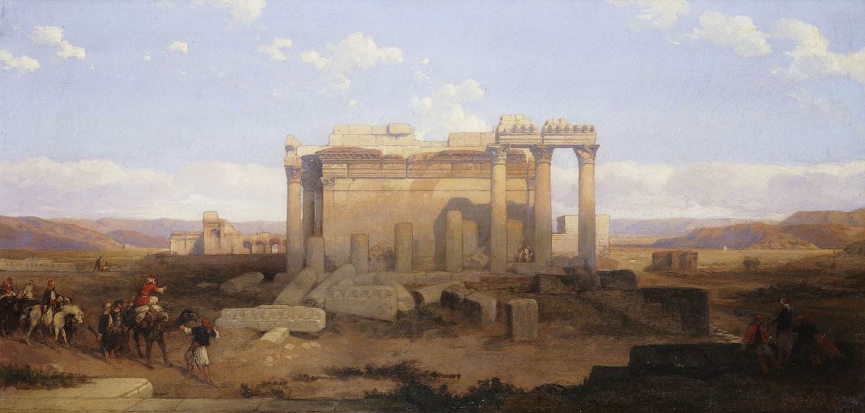 De ruïnes van de kleinere tempel in Baalbek door David Roberts