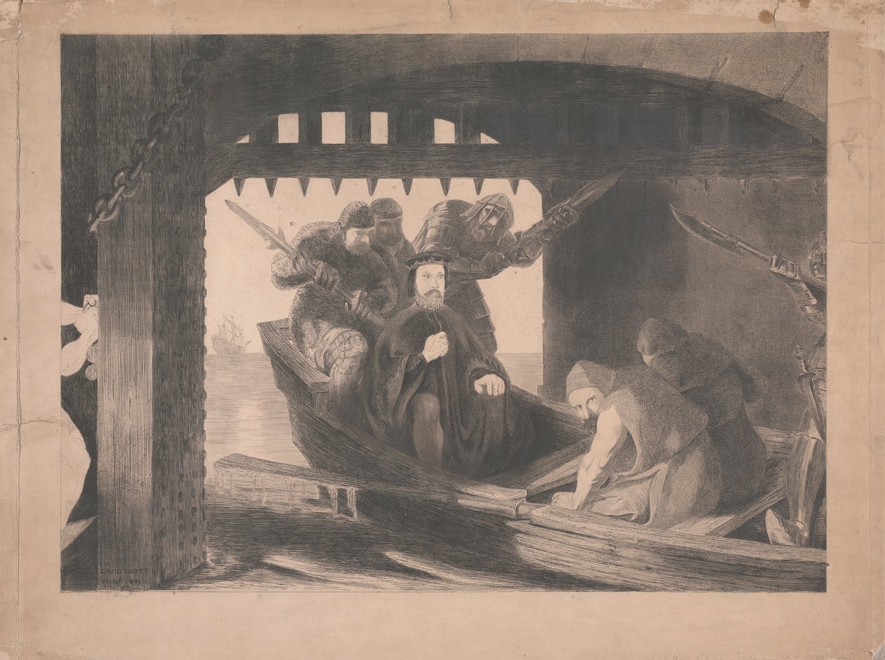 Hertog van Gloucester meegenomen naar de Waterpoort van Calais, 1380 door David Scott