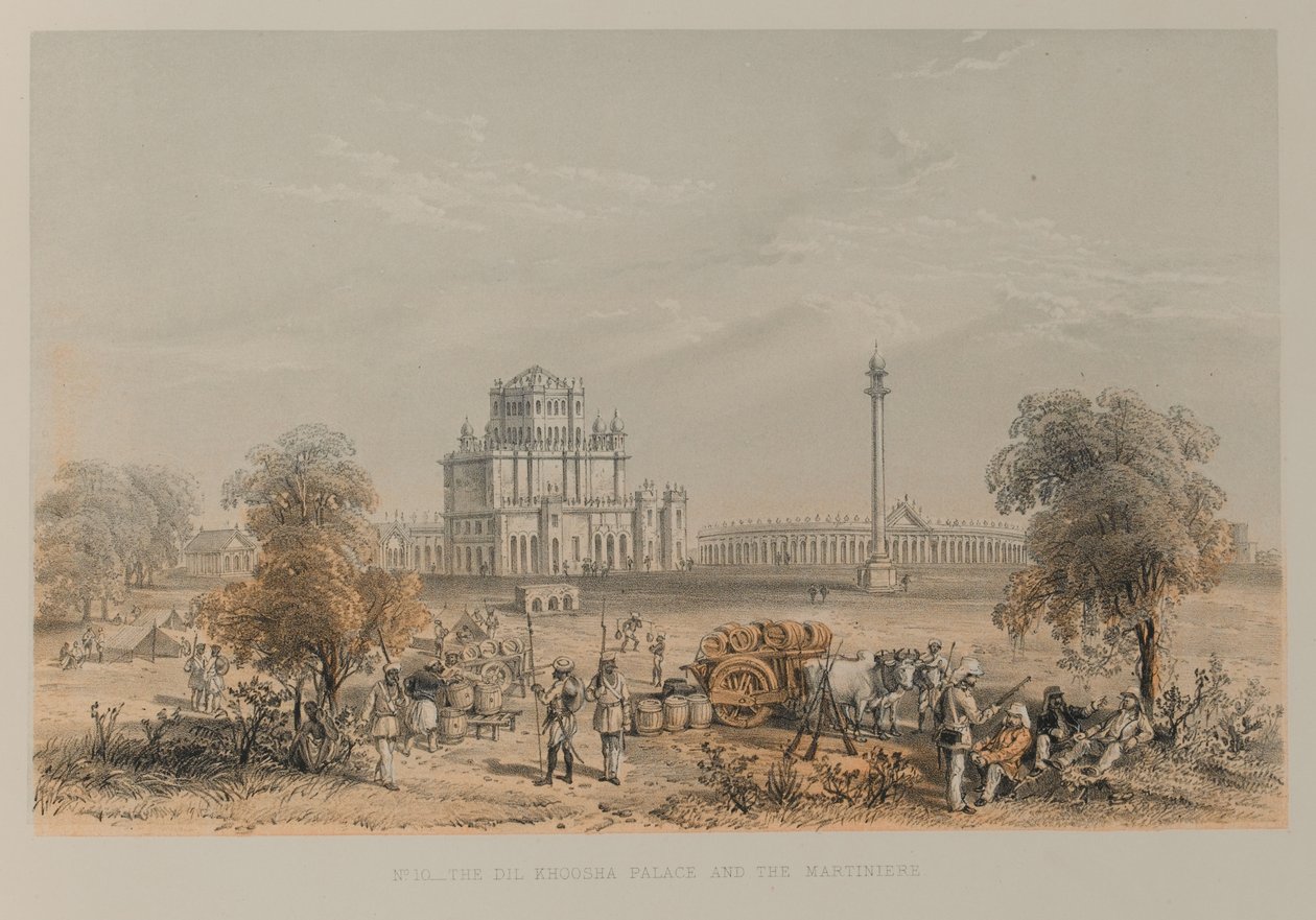 Het Dil Khoosha-paleis en de Martiniere door David Scott Lieutenant Colonel (after) Dodgson