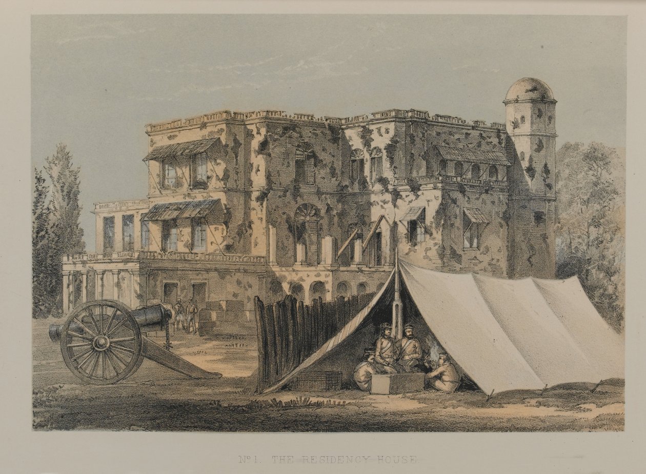 Het Residentiehuis, Lucknow door David Scott Lieutenant Colonel (after) Dodgson