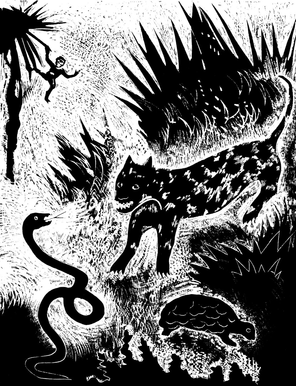 Illustratie uit het boek Just so stories..., door Rudyard Kipling door David Sterenberg