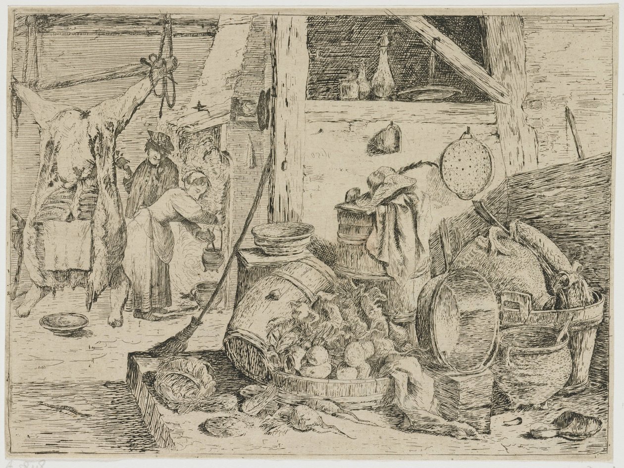 Keukeninterieur door David Teniers (II) (attributed to)