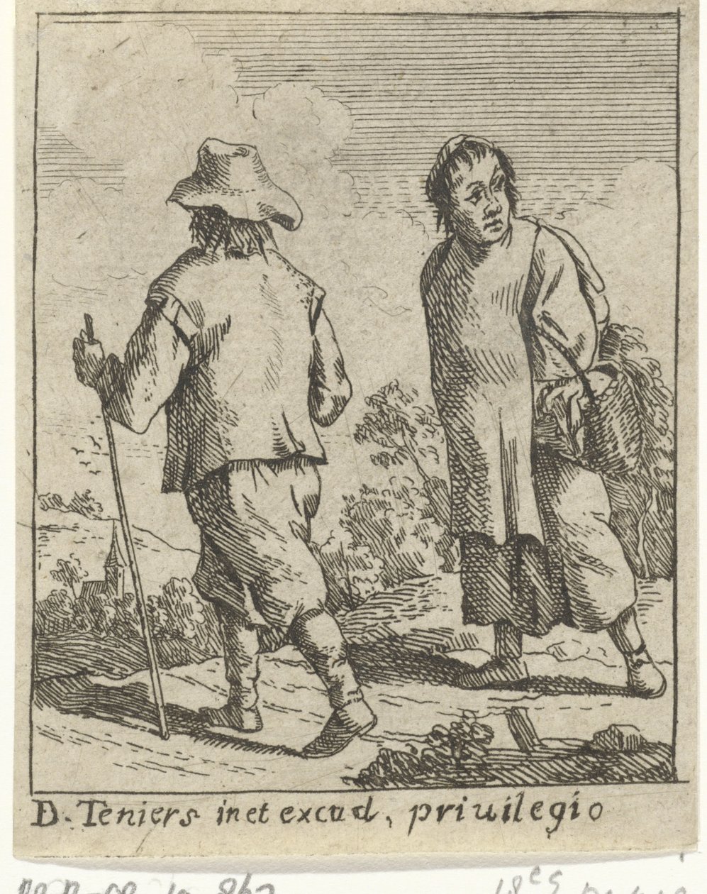Een boerenpaar op weg door David Teniers (II)