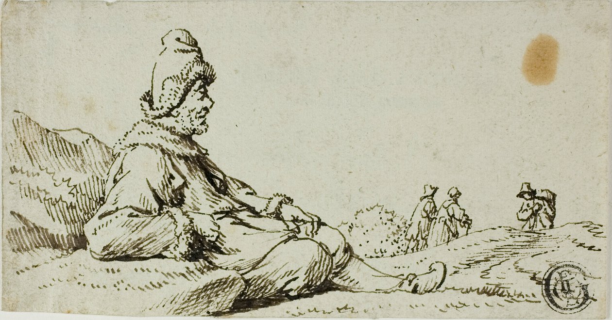 Man rustend in landschap door David Teniers the Younger