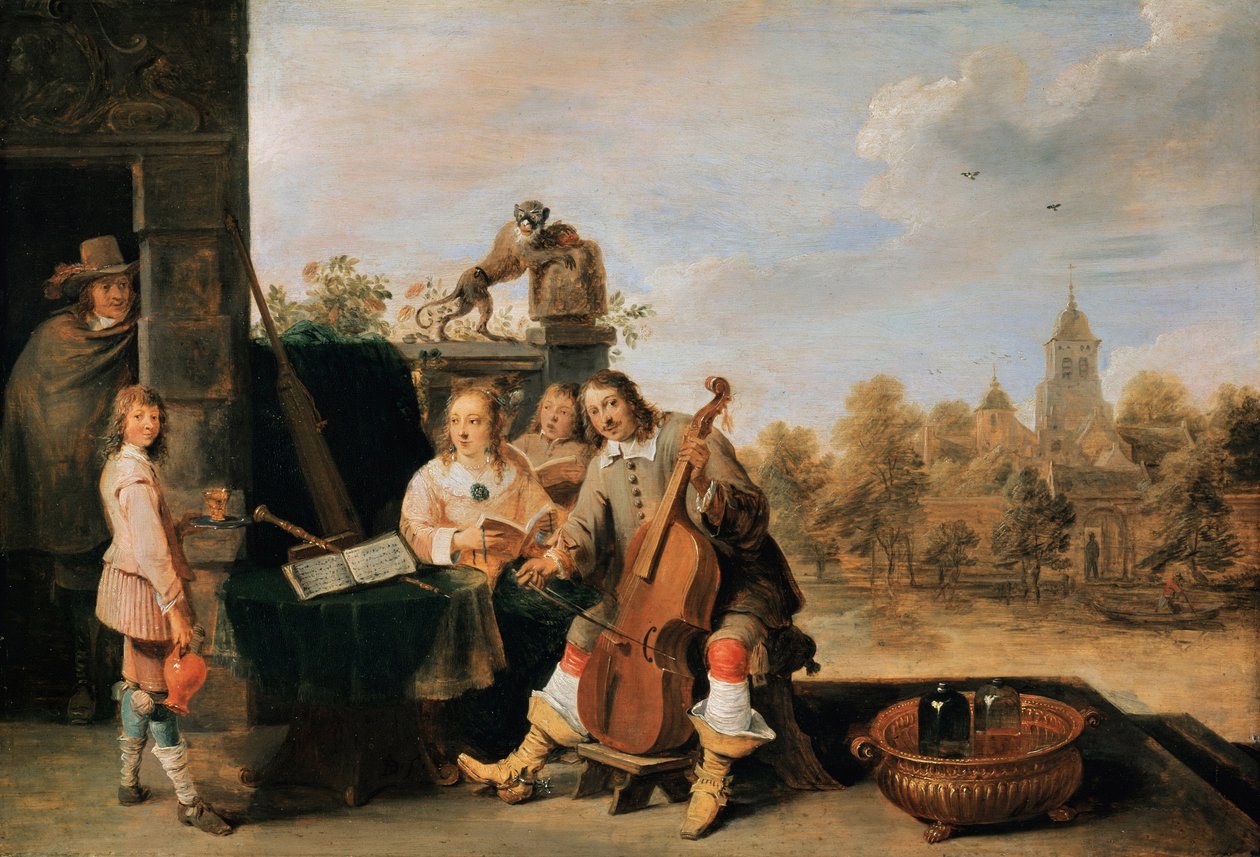Zelfportret met familie, ca. 1645 door David Teniers the Younger