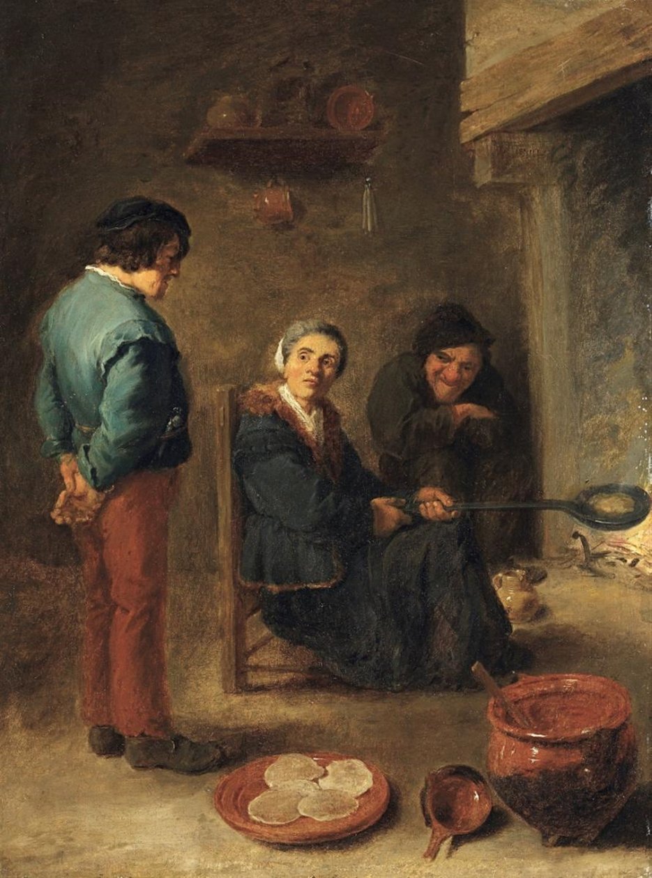 De pannenkoekenbakker door David Teniers the Younger