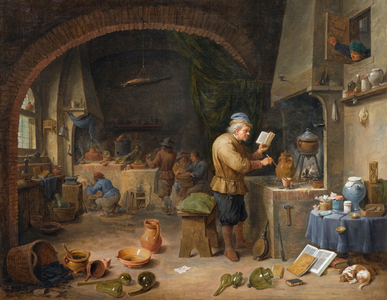 De alchemist door David Teniers the Younger