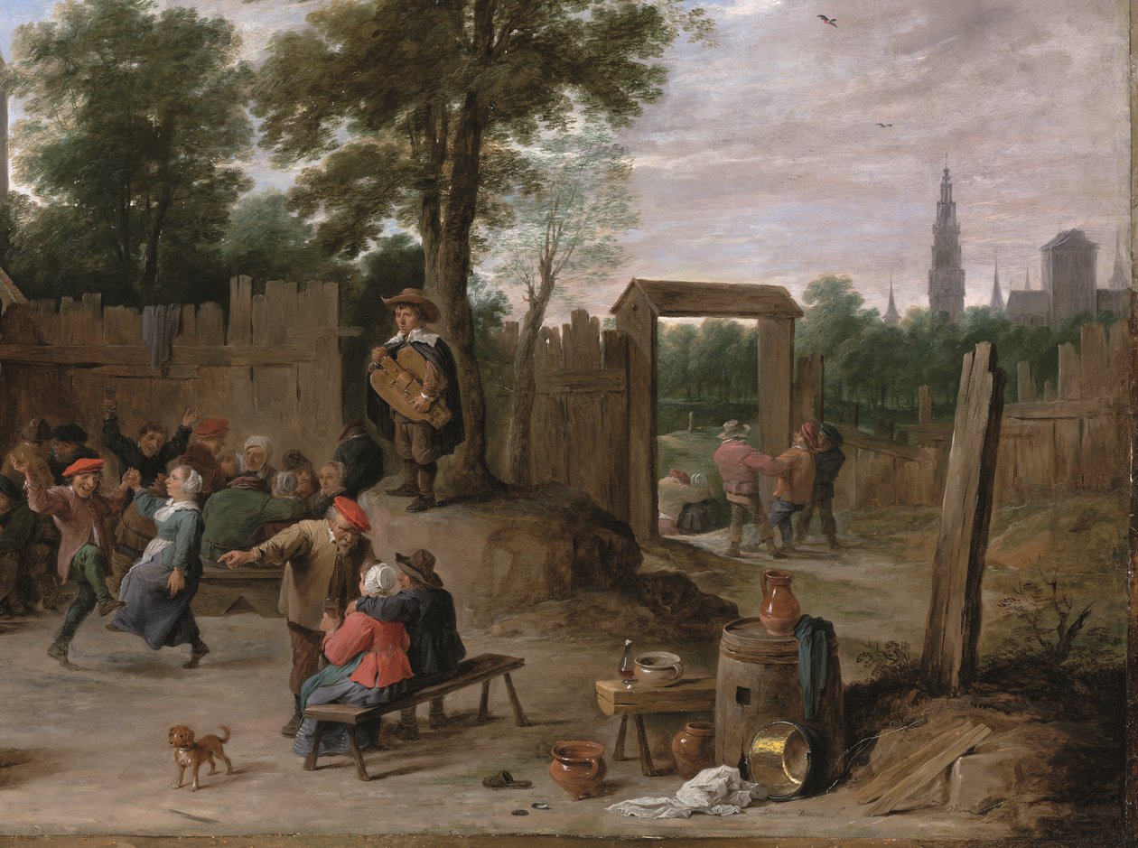 Een dorpskermesse bij Antwerpen (olieverf op koper) door David the Younger Teniers