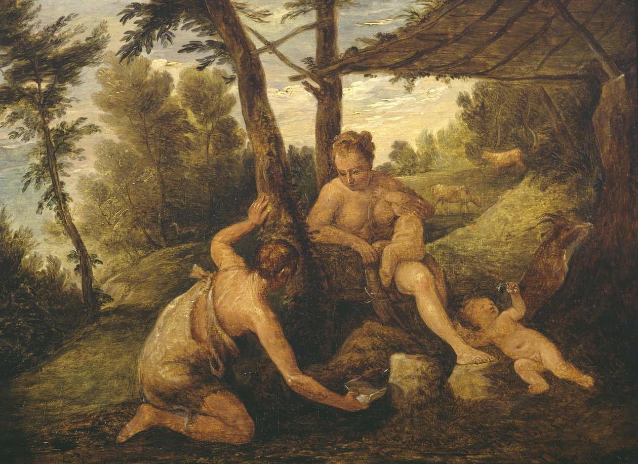 Adam en Eva na de Verdrijving (naar Paulo Veronese en studio) door David Teniers the Younger