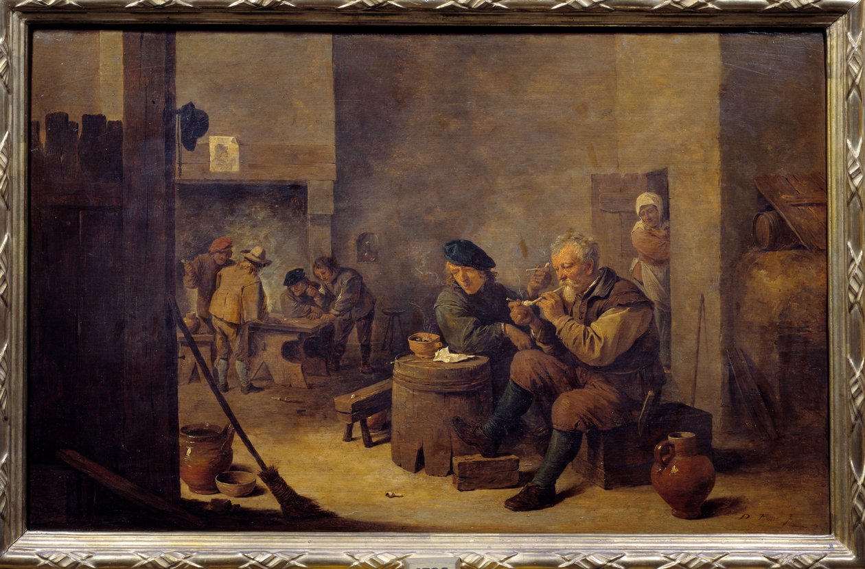 Roken in een herberg. Schilderij door David Teniers II de Jonge (17e eeuw) door David Teniers the Younger