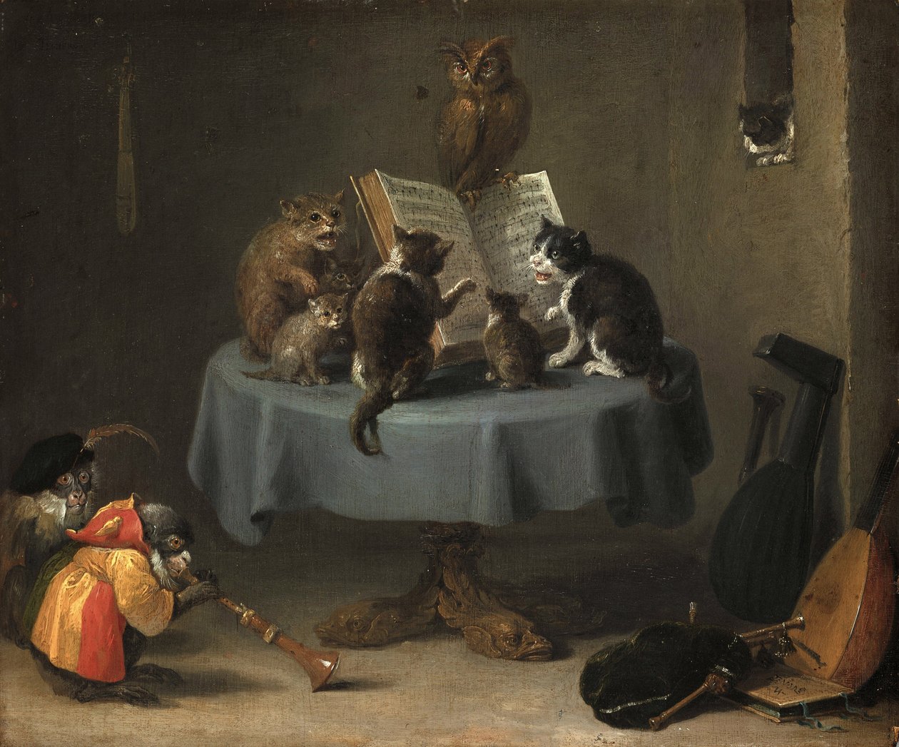 Het concert van katten door David Teniers the Younger