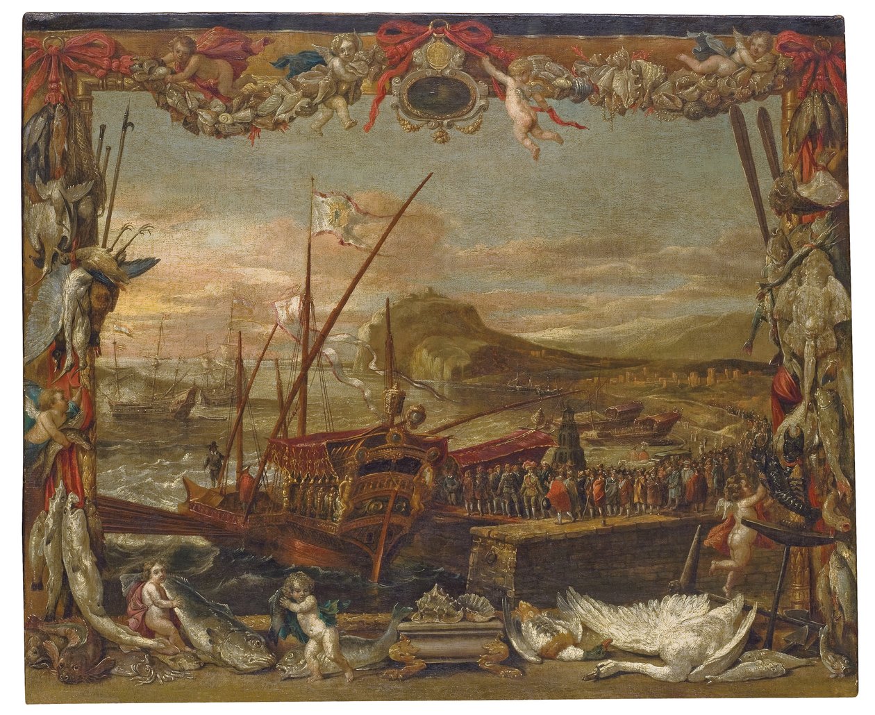 De inscheping van Don Juan van Oostenrijk door David Teniers the Younger