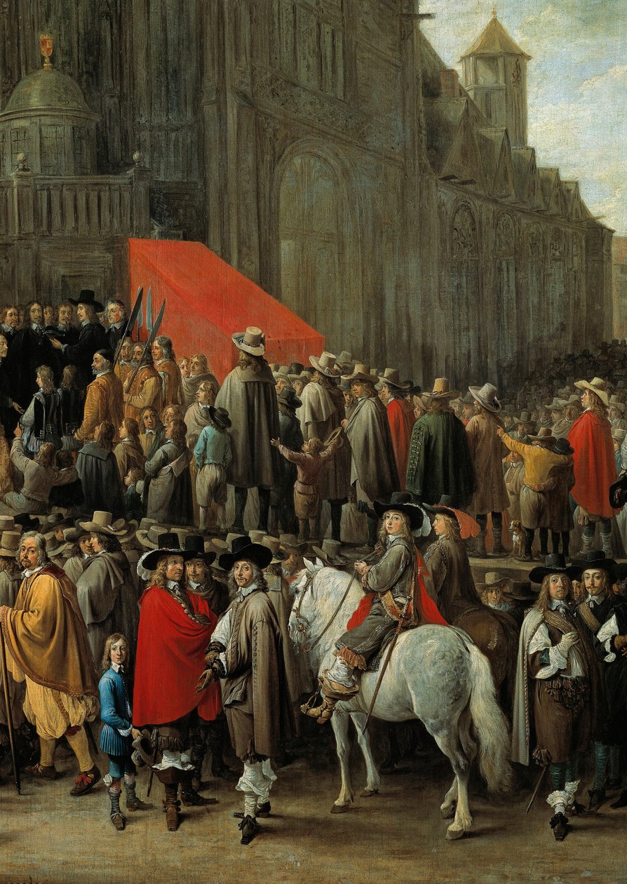 Het spel van papegai in Brussel in 1652 (detail) door David Teniers the Younger