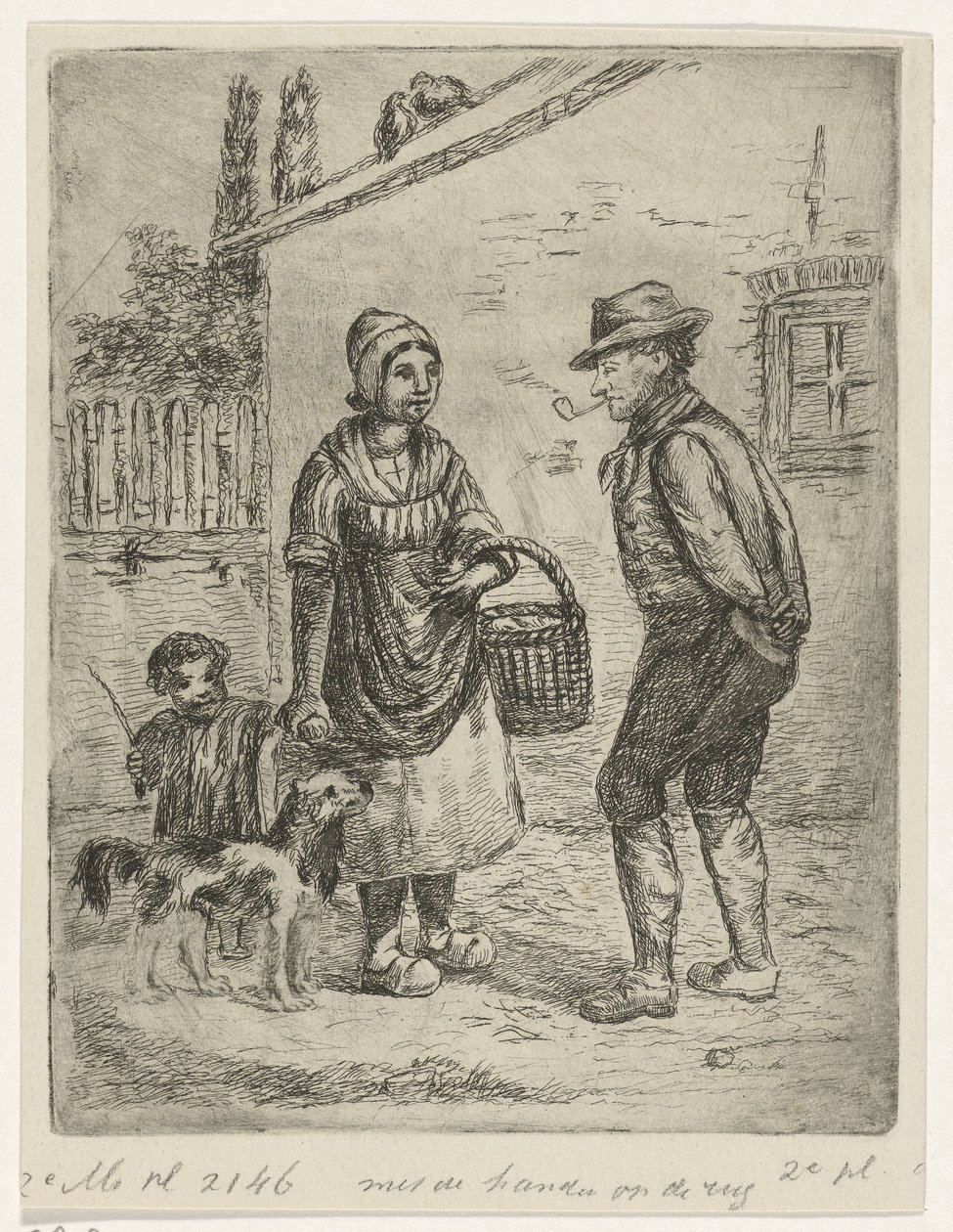 Boer en boerin bij een hoeve door David van der Kellen
