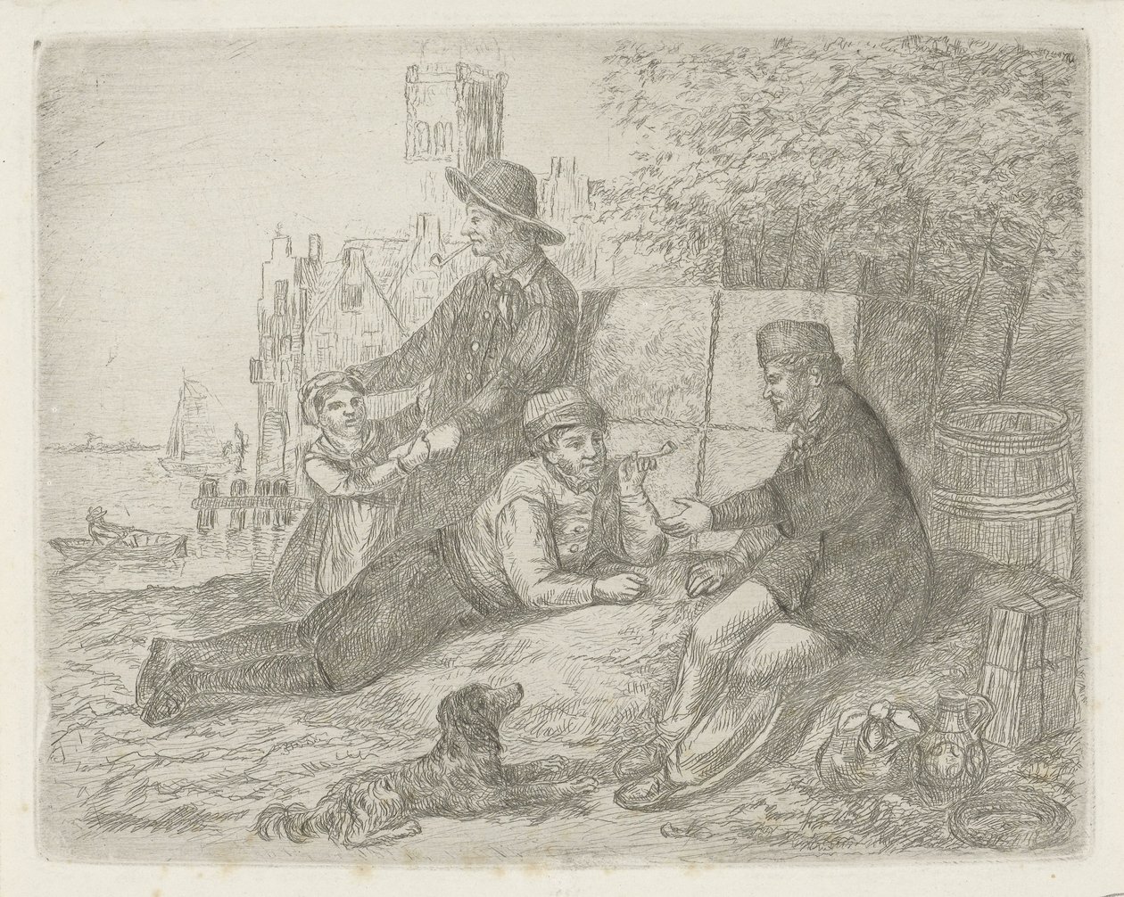 Figuren aan de waterkant door David van der Kellen